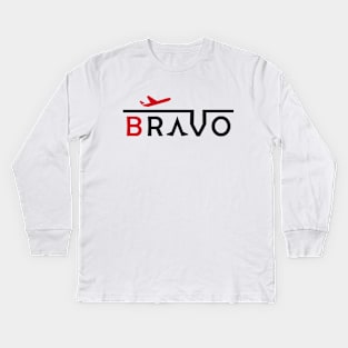 BRAVO Aviation Phonetic Alphabet Pilot Airplane Kids Long Sleeve T-Shirt